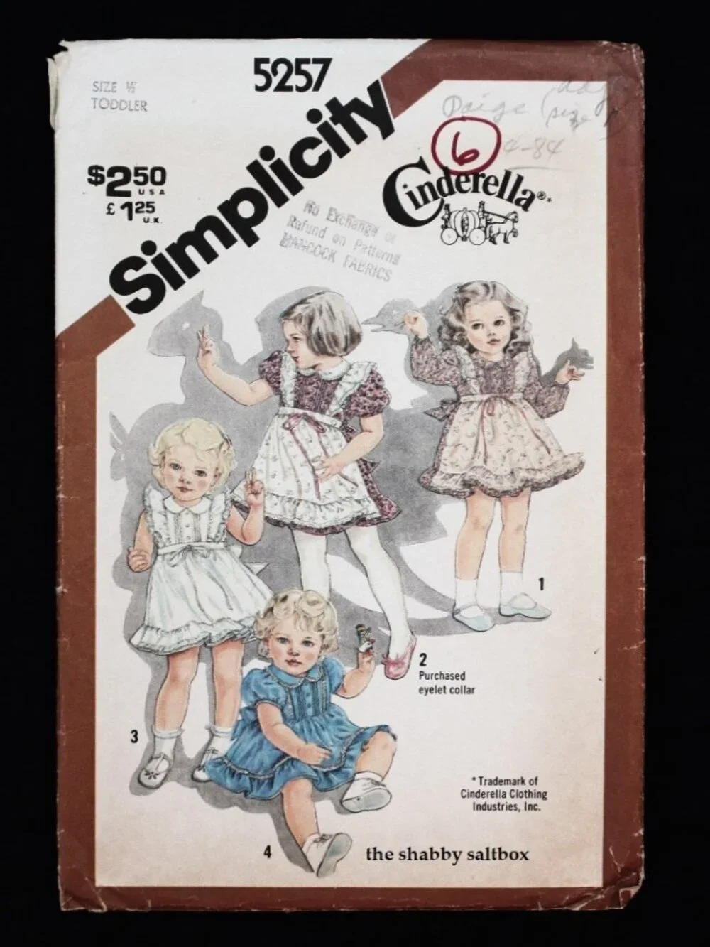 VTG Cinderella Simplicity 5227 Sewing Pattern Sz 1/2 Girl Toddler Pageant 12-18